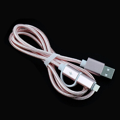 

Nylon Braided 2 in 1 High Speed Sync Data Micro USB Charging Cable Line For iPhone8 7 6s Plus Android 580202