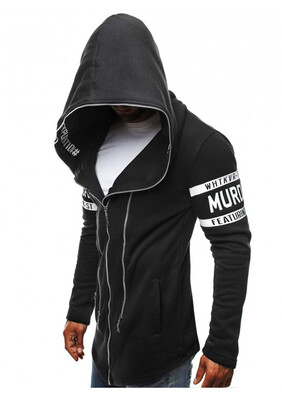 

Mens Long Sleeved Letter Printed Casual Zipper Hoodie Coat