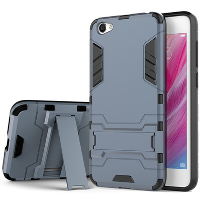 

KOOLIFE vivoY55 mobile phone shell shatter-resistant bracket protective sleeve shatter-resistant bracket for vivo y55 armor series - blue&black