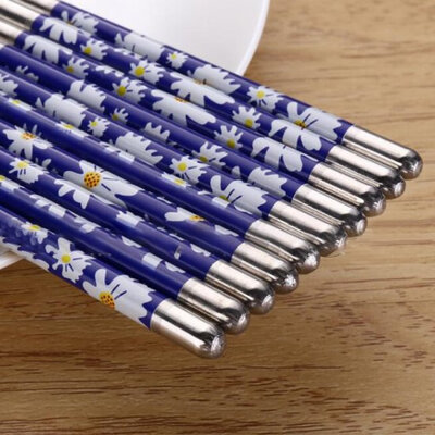 

10 Stainless Steel Chopsticks Beautiful Gift Set Chinese Classic Anti-skip 5 Pairs Chopsticks460477