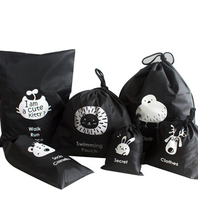 

BZN Storage Bag -6 pieces Waterproof Travel Drawstring Bag Shoe Laundry Underwear Makeup Storage Pouch