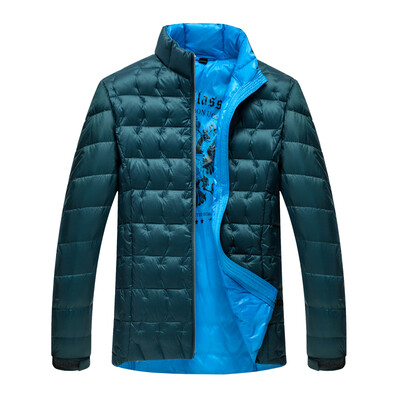 

Antarctic men's down jacket 90 white duck down business business collar hit color warm down jacket 1908 sea blue green M