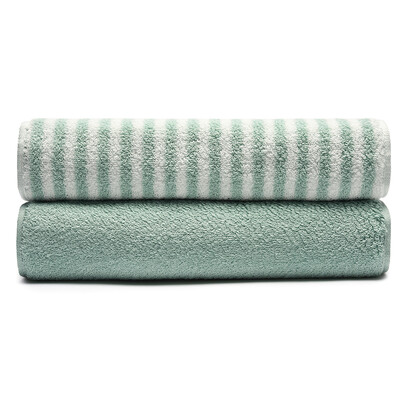 

Jingdong Supermarket] Dapu (DAPU) 32 Xinjiang Avati A class towel two loaded color weaving stock yarn stripes / plain light green 130g / Article 34 * 76cm