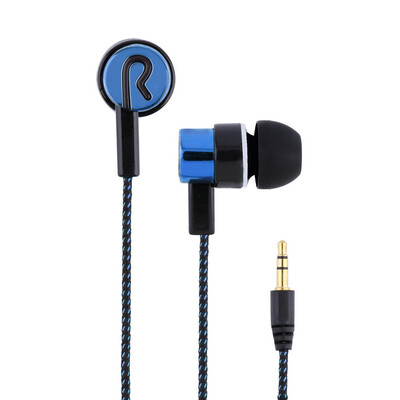 

3.5mm Stereo Woven Fiber Cloth Line Headset Device Metal Earphones Jack
