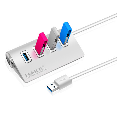 

Хайле Лок HU-09 откосы 4 USB3.0HUB ступица настольных ПК / Macs и другой обычного ноутбук универсального сплиттер 40см серебро
