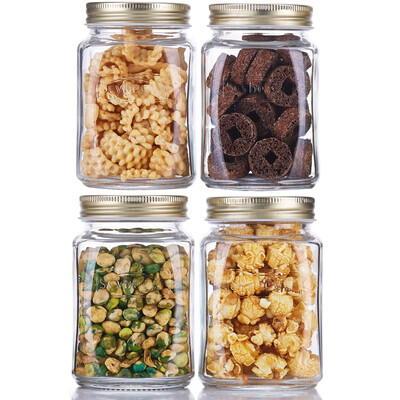 

Scybe Mogger screw square square glass sealed jar storage bottle 500ml 4 sets