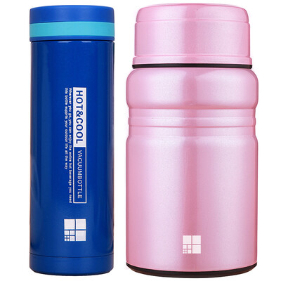 

Jiahong american stewed beast bake cans men&women 304 stainless steel insulation cup food cans portable insulation lunch boxes to send sets of folding bags spoon 520ML pink