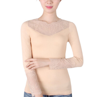 

трикотажные рубашки с длинными рукавами кружева осенью и зимой женщины рукав голову Джокер нить чистый код минимума