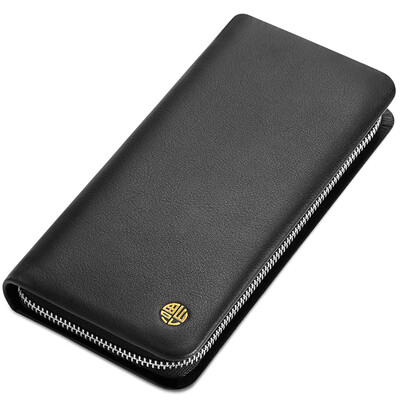 

Genius TRIES Men&39s hand bag zipper bag Business casual hand holding bag multi-card bit large capacity first layer of leather handle bag 33001-3 black