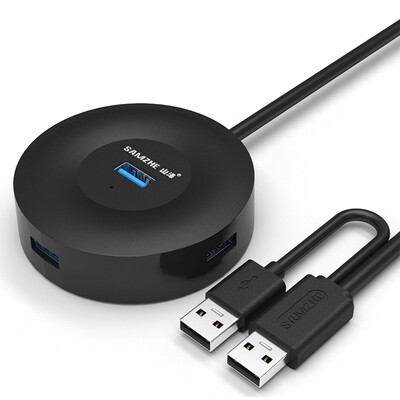 

Shanze (SAMZHE) JXQ-C08 USB splitter USB3.0 high-speed expansion excellent fashion 4 HUB hub dual power 1.2 m light blue