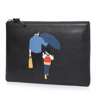 

Pigeon excellent one P. kuone men hand Baotou layer cowhide large capacity handbag fashion casual hand bag bag zipper bag P600845 black
