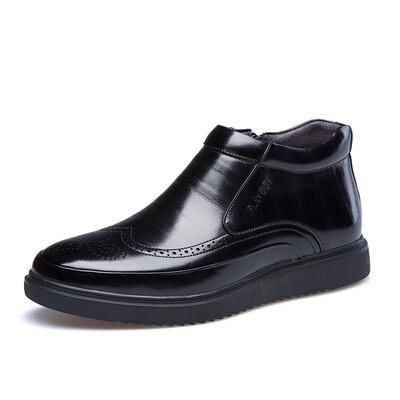 

Playboy (PLAYBOY) Men's Classic Sleeve Business Casual Leather Shoes Round Dress Cotton Shoes Dad Shoes Men's Boots Black 41