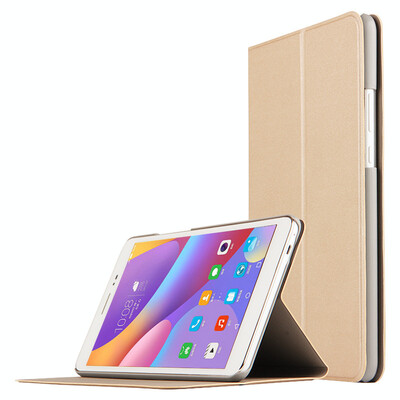 

KOOLIFE glory flat 2 protective sleeve fine grain pattern voltage section three fold leather case bracket leather case Huawei glory flat 2 flat protective shell 8 inches - gold
