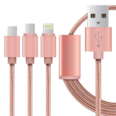 

Gothic M19 Apple 7/6 / 5s кабель для передачи данных один перетащить три мобильных телефона зарядная линия шнур питания 1,2 м розовое золото поддержка iphone5 / 6s / 7 Plus iPad Andrews Type-c