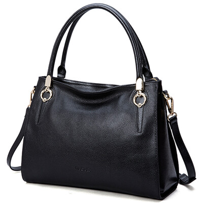 

PLOVER Ladies Handbag Headband Cow Leather Classic Fashion Handbag Shoulder Bag P16202L136J Black
