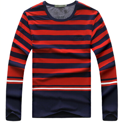 

Mens Casual Shirt Fashion Winter Striped Long Shirt T-shirts Brand Cotton Clothes For Men