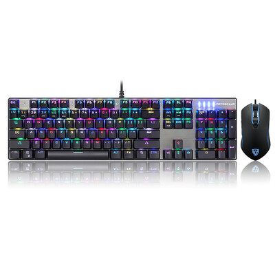 

Mocha (Motospeed) CK888 full color RGB game machine keyboard and mouse set black green axis