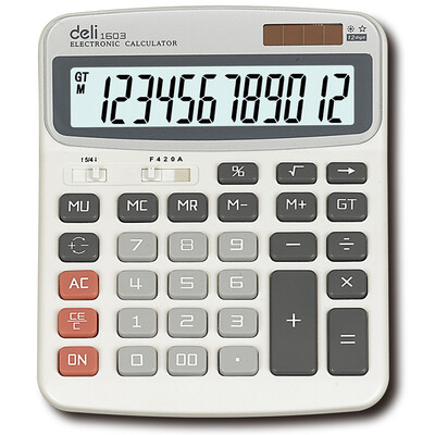 

Powerful deli 1603 dual power supply 12-digit electronic calculator