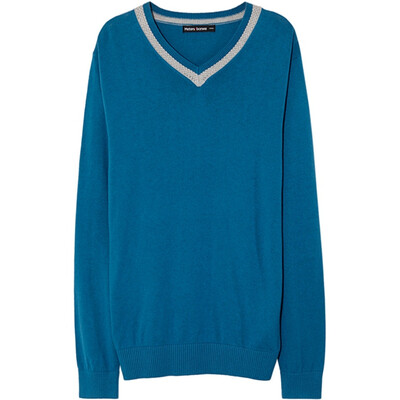 

Meters / Bonwe Men's Basic V-Shirt с длинным рукавом из свитера Blue 180 / 100A