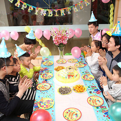 

Qingwei birthday cap flags bars fireworks ballon birthday set