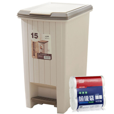 

Sanlie trash cans 15L square plastic trash cans by foot dual-use kitchen and toilet garbage basket household health barrels (including 90 loaded garbage bags) SM-4801