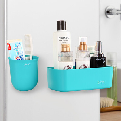 

Jingdong supermarket billion high EKOA sucker-style racks paper towel box toothbrush holder shelves sky blue 2 sets