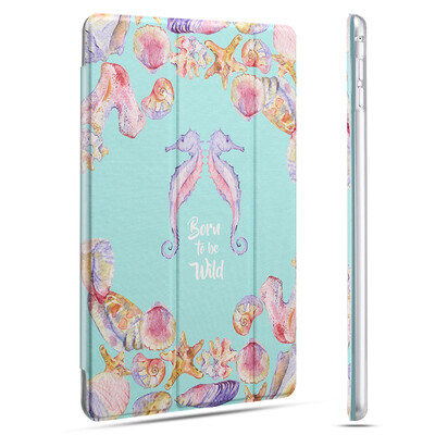 

Chick Moore ipad air2 case / shell all-inclusive anti-drop / трижды стент / умные кожаные перчатки садовая серия акварель гиппокамп мятный зеленый