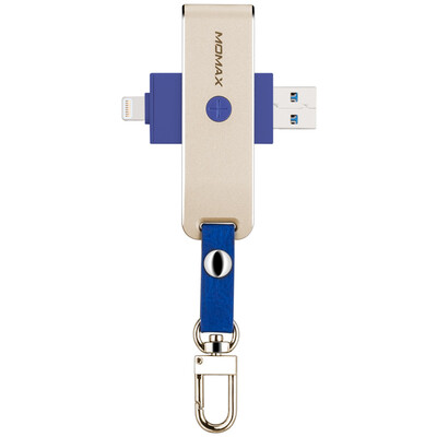 

Флеш-диск Lightning и USB 3.0 с кардридером MOMAX Elite,Цвет шампанского