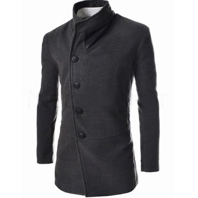 

Winter Leisure Long Coat Woolen Coat Mens Single-Breasted Winter Outerwear