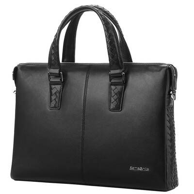 

Samsonite MARAIS boutique business men&39s handbag head layer cowhide horizontal briefcase 68B 09004 black