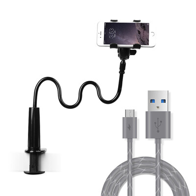 

Miyaji mobile phone stent lazy stent bed bedside bracket set version mobile phone bracket black Andrews data cable