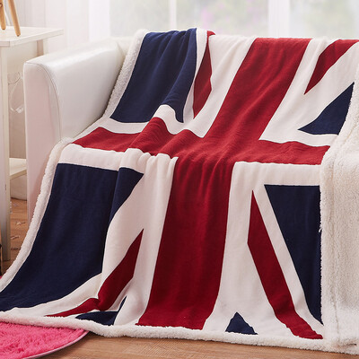 

Jiuzhou deer home weaving lambskin compound blanket colorful rice flag 130x160cm flannel printing blanket home office lunch break coral velvet blanket