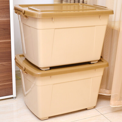 

Baicaoyuan plastic storage box storage box clothes sundries storage box large 90L 2 loaded coffee color
