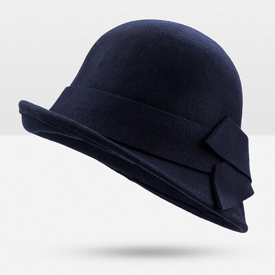 

WISHCLUB Noble Wool Cap Cap Bow Guitar Retro Elegant Female Brand Cap