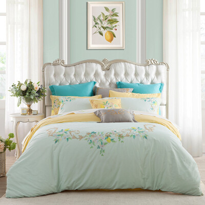 

Taste Bedding Home Textiles Pure Cotton Embroidery Four Pieces Soft Bed Sheets Quilt Lime Manor Yellow Green 15m Bed 200 230cm