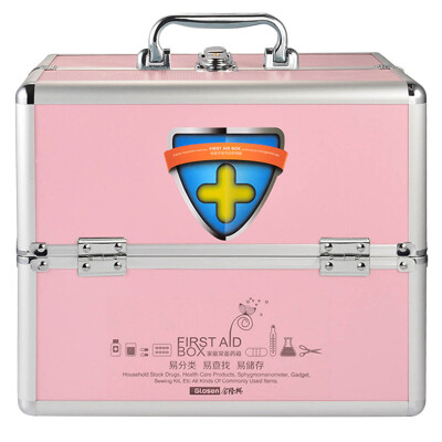 

Jin Longxing R8035 double open family medicine box home first aid kit out of the box medicine storage box cosmetics finishing box pink