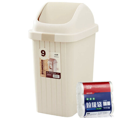 

Sanlie trash cans 9L square plastic trash cans European-style household sanitary barrels including 90 garbage bags SM-4807