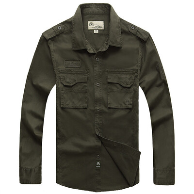 

Fashion Long Sleeve Shirt Solid Casual Button-Down Shirts 100% Cotton Brand-clothing