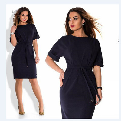 

Women plus size solid color loose dress