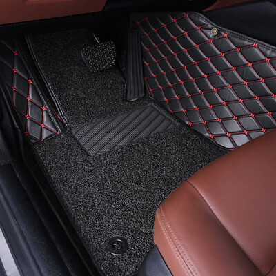 

Kang car treasure car mats all surrounded by leather wire ring special black red line manufacturers custom straight hair