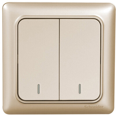 

Schneider Schneider switch socket switch panel double open dual control switch Rui series of gold