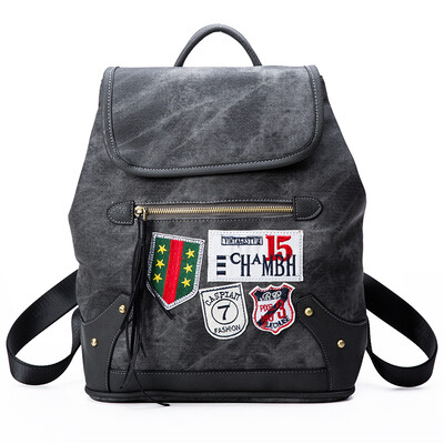 

PLOVER ladies shoulder bag ladies cowboy shoulder bag backpack student schoolbag Korean version of the wind retro to do the old street fashion backpack P16302L197J gray