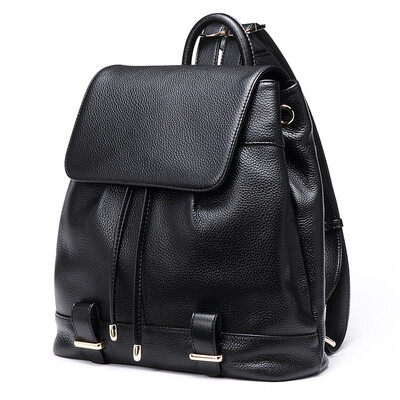 

39ALPINA Alpina kangaroo women&39s first layer cowhide Korean fashion trendy backpack leather shoulder bag female black 663021008
