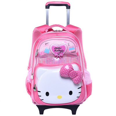 

Hello Kitty (HelloKitty) легкий минималистский мультфильма милые детские школьные сумки рюкзак двойной зрачки тележки мешки TR-HK3211H розовый