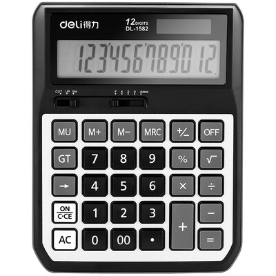 

Deli 1519A classic business office desktop solar dual power calculator memory storage function