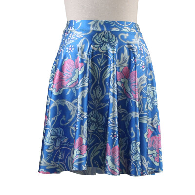 

JNTworld Sexy Women's Pleated High Waist Skater Skirt Swing Printed Floral Short Swing Dress