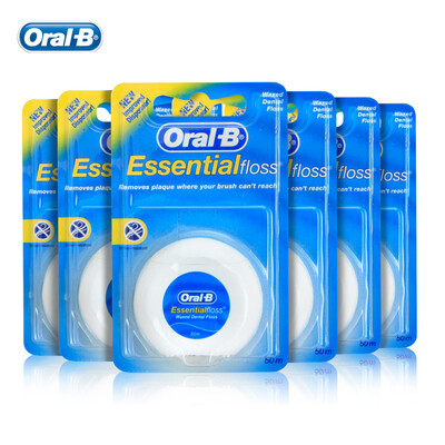 

Oral B Essential Floss Comfortable Waxed Dental Floss Gum Care Interdental Clean Flat Thread Flosser 50mpcs 6 pcspack
