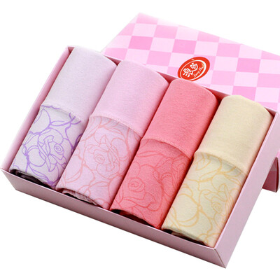 

Langsha ladies underwear printed cotton high waist abdomen hip stretch cotton lapel 4 gift box 175