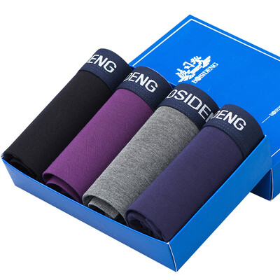 

BOSIDENG Men's Underwear 4 Pack Gift Set Mid-Waist Boxer Briefs