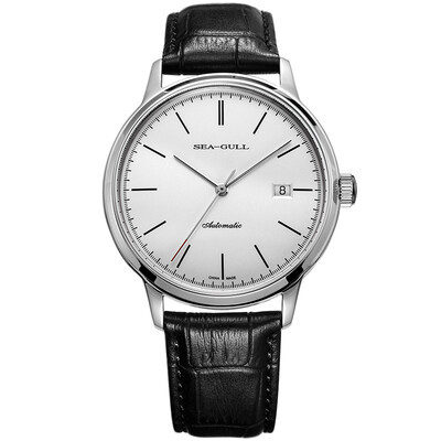 

Seagull SeaGull watch business single calendar automatic mechanical male watch big three needle white black belt D819638